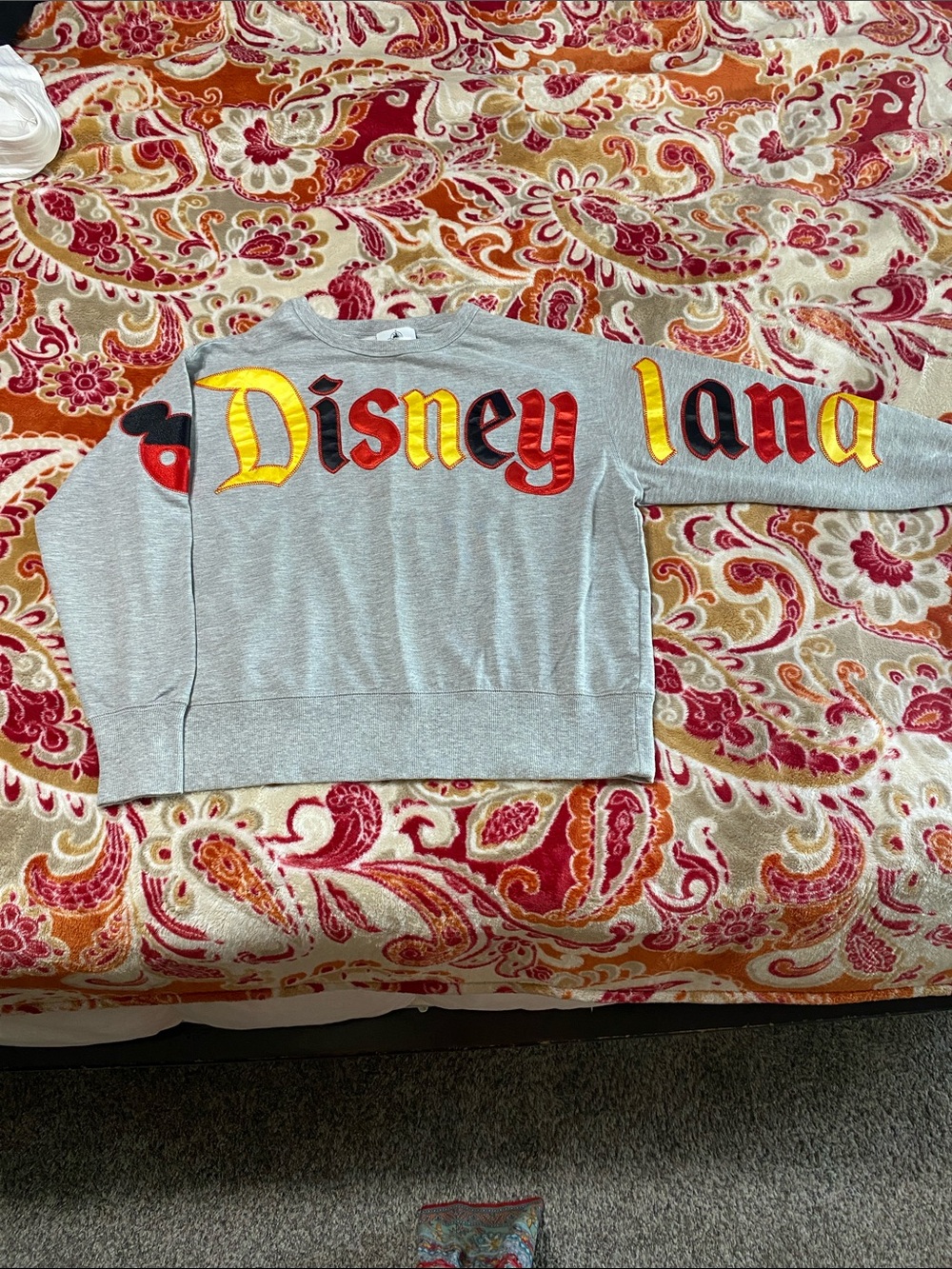 Disney Gray 'Disneyland' Logo Sweatshirt with Red and Yellow Letters